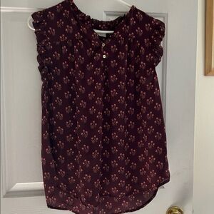 LOFT Burgundy Floral Top
